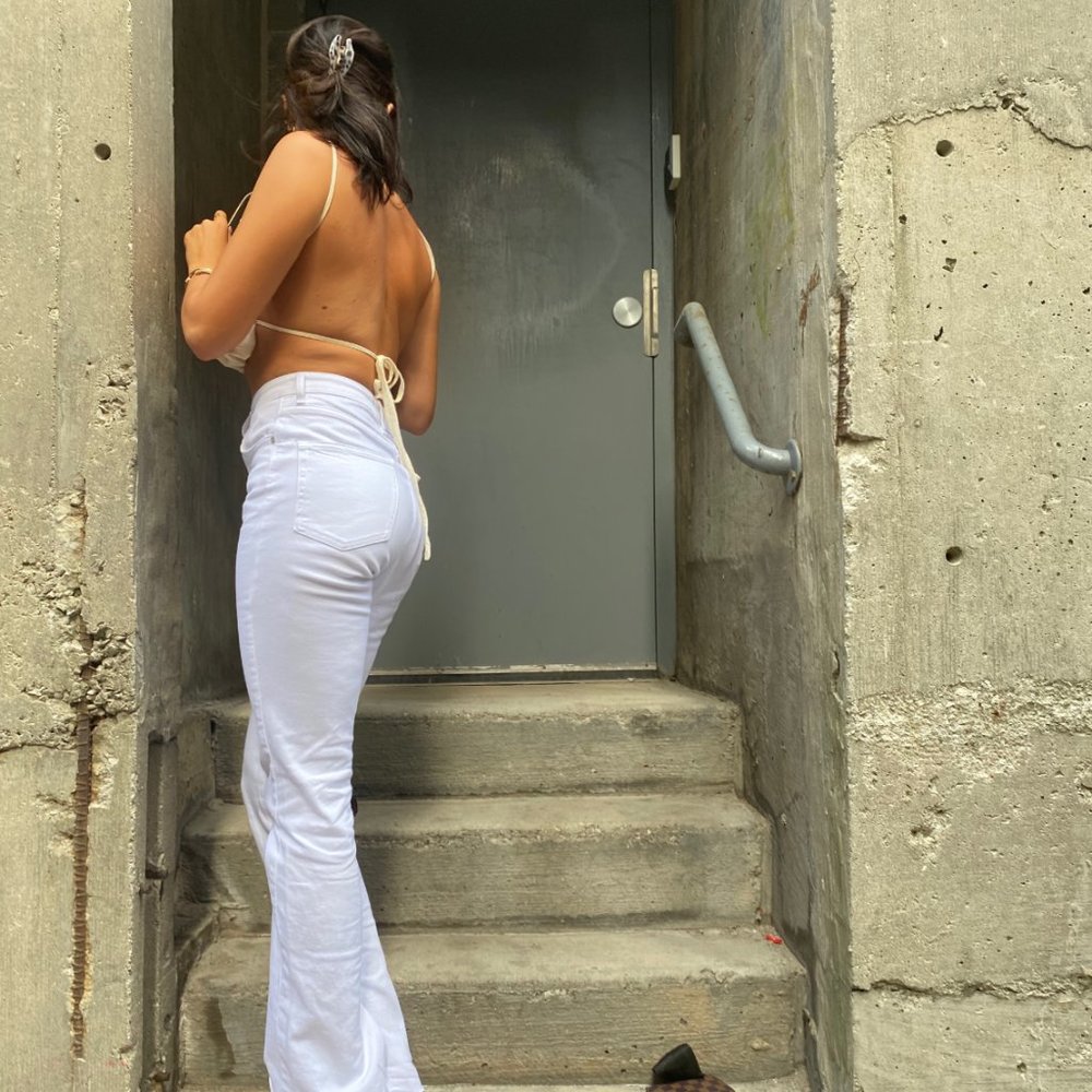 CREAM RUCHED OPEN BACK TOP - Picture 5 of 6